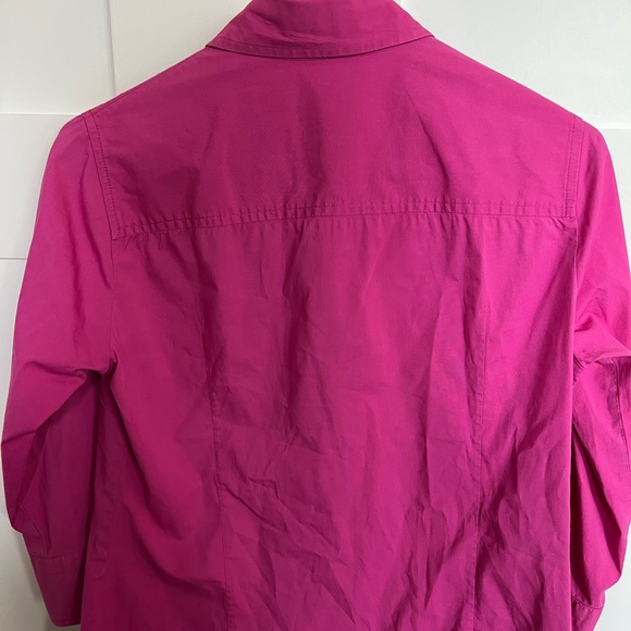 EUC J. Crew Dark pink button down shirt size S with 3/4 length sleeves - Picture 3 of 4
